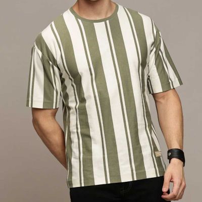 Casual Oversized Striped T-Shirt – Yarn-Dyed for Long-Lasting Color in Various Patterns Manufacturers, Suppliers, Exporters in Yangon