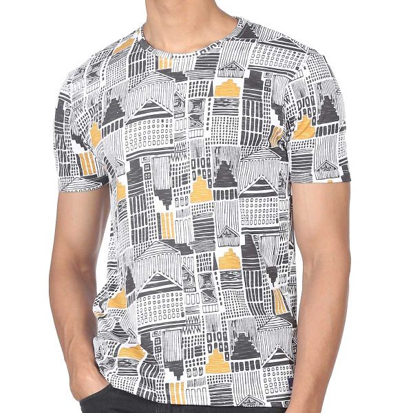 Cotton All-Over Print T-Shirt - 100% Cotton, Regular Fit, Trendy Crew Neck Manufacturers  in Delhi