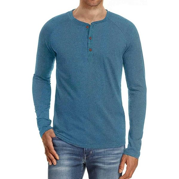 Cotton Henley T-Shirt | Regular Fit with Buttoned Collar | S-XXL Sizes Manufacturers  in Delhi