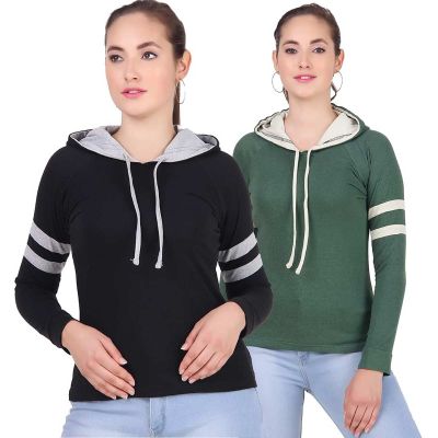 Fitted Womens Hooded T-Shirt – Stretchable Cotton-Spandex Blend, Slim Fit in Dark Blue, Burgundy, Olive Green, Heather Grey (S-XL) Manufacturers, Suppliers, Exporters in Yangon