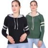 Fitted Womens Hooded T-Shirt – Stretchable Cotton-Spandex Blend, Slim Fit in Dark Blue, Burgundy, Olive Green, Heather Grey (S-XL) Manufacturers  in Delhi