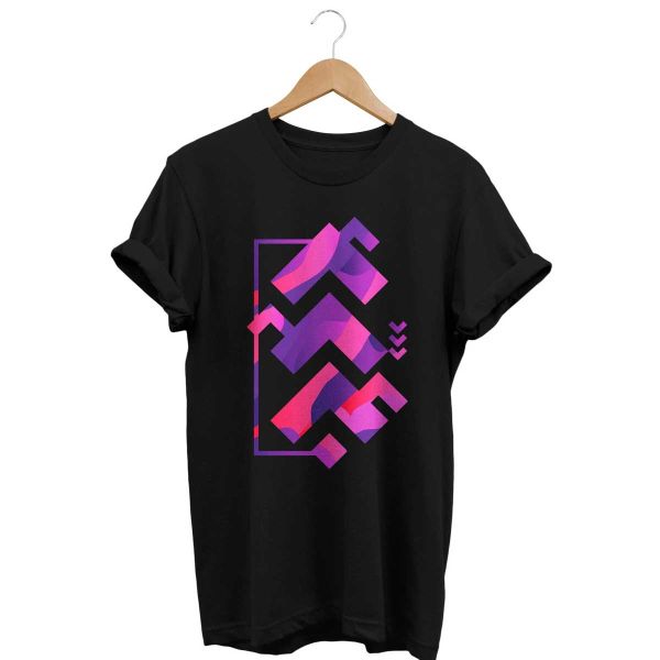 Geometric Hand-Painted T-Shirt – Cotton-Linen Blend with Bold Shapes Manufacturers  in Delhi