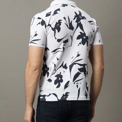 Graphic Print Polo | Cotton-Polyester Blend | Slim Fit | White with Unique Designs | S-XXL Manufacturers, Suppliers, Exporters in Yangon