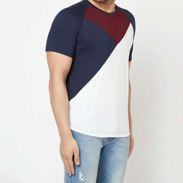 Half Sleeve Color Block T-Shirt – Slim Fit Cotton-Polyester Blend for Fashion-Forward Style Manufacturers  in Delhi