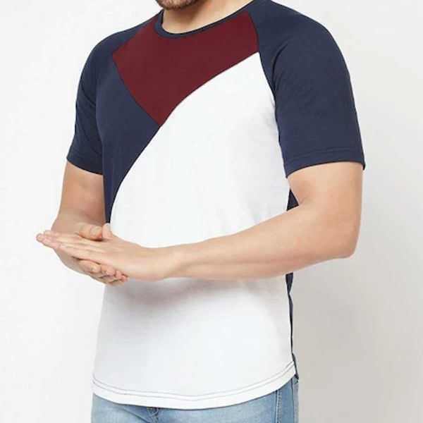 Half Sleeve Color Block T-Shirt – Slim Fit Cotton-Polyester Blend for Fashion-Forward Style Manufacturers  in Delhi