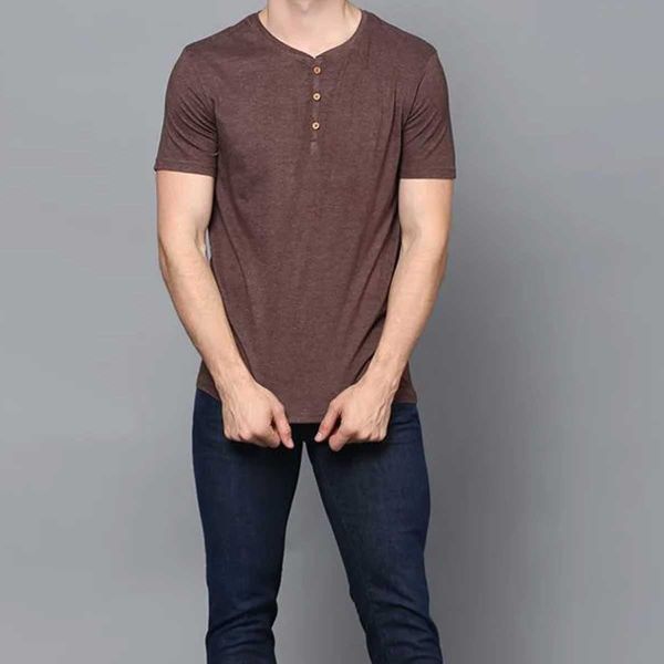 Half Sleeve Henley T-Shirt – 100% Cotton, Regular Fit for Smart Casual Style Manufacturers  in Delhi