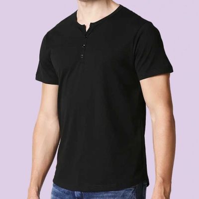 Half Sleeve Henley T-Shirt – 100% Cotton, Wrinkle-Resistant Fabric, Regular Fit (S-3XL) Manufacturers, Suppliers, Exporters in Yangon