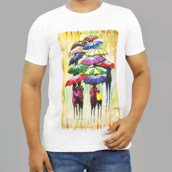 Hand-Painted Portrait T-Shirt – Slim Fit Rayon Blend with Deep V-Neck Manufacturers  in Delhi