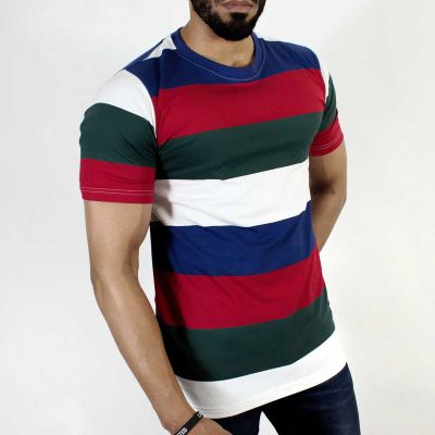 Mens Color Block Sports T-Shirt - Slim Fit with Modern Design (Sizes S to 3XL) Manufacturers, Suppliers, Exporters in Yangon