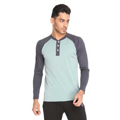 Mens Raglan Henley T-Shirt - 60% Cotton, 40% Polyester, Relaxed Fit, Sizes S-XXL Manufacturers, Suppliers, Exporters in Yangon