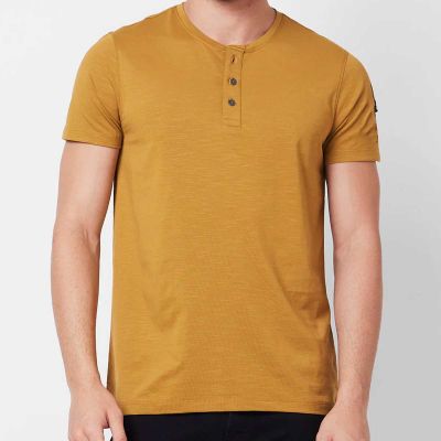 Mens Regular Fit Henley Collar T-Shirt - Soft Cotton-Viscose Blend, Sizes M-2XL Manufacturers, Suppliers, Exporters in Yangon