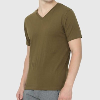 Mens Slim Fit Half Sleeve V-Neck T-Shirt - 100% Combed Cotton Manufacturers, Suppliers, Exporters in Yangon