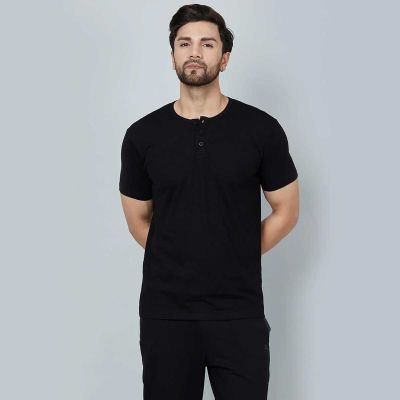 Mens Textured Slub Henley T-Shirt - Comfortable and Casual, Ideal for Relaxed Looks Manufacturers, Suppliers, Exporters in Yangon