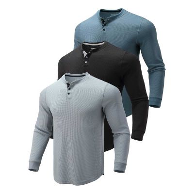 Mens Waffle Knit Thermal Henley T-Shirt - Comfortable Fit, Ideal for Layering Under Jackets Manufacturers, Suppliers, Exporters in Yangon