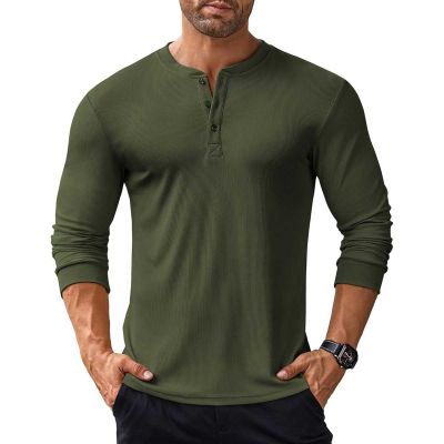 Mens Casual Full Sleeve Henley T-Shirt – 100% Cotton, Relaxed Fit for Everyday Style Manufacturers, Suppliers, Exporters in Yangon