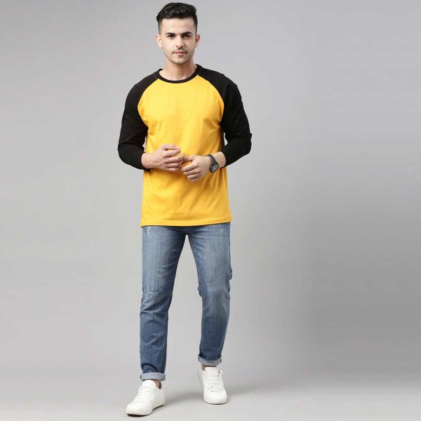 Raglan Casual T-Shirt for Men - Cotton-Polyester Blend, Regular Fit with Sporty Contrast Binding Manufacturers  in Delhi