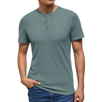 Short Sleeve Knitted Henley T-Shirt for Men - 100% Cotton, Regular Fit, 3-Button Placket Manufacturers, Suppliers, Exporters in Yangon