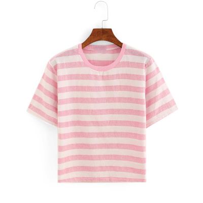 Striped Girls’ T-Shirt - Regular Fit Crew Neck Top in 100% Cotton for Ages 3-15 in Trendy Color Combinations Manufacturers, Suppliers, Exporters in Yangon