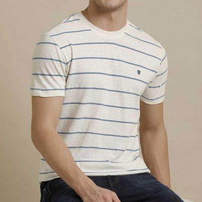 Striped Half Sleeve T-Shirt – 100% Cotton, Regular Fit for Casual & Smart Events Manufacturers, Suppliers, Exporters in Yangon