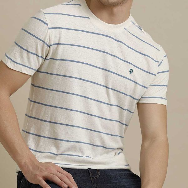 Striped Half Sleeve T-Shirt – 100% Cotton, Regular Fit for Casual & Smart Events Manufacturers  in Delhi