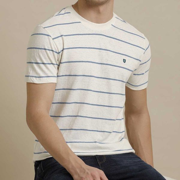 Striped Half Sleeve T-Shirt – 100% Cotton, Regular Fit for Casual & Smart Events Manufacturers  in Delhi