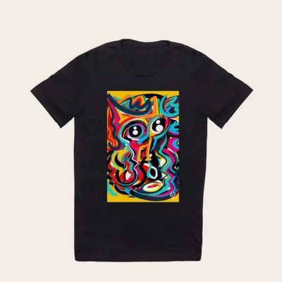 Tribal Art Hand-Painted T-Shirt – Organic Cotton, Boat Neck, 3/4 Sleeves Manufacturers, Suppliers, Exporters in Yangon