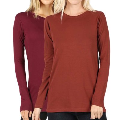 Womens Long Sleeve Round Neck T-Shirt - Comfortable Cotton Layering Tee Manufacturers, Suppliers, Exporters in Yangon