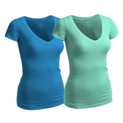 Womens V-Neck Plain T-Shirt - 100% Cotton for Comfortable Everyday Wear Manufacturers, Suppliers, Exporters in Yangon