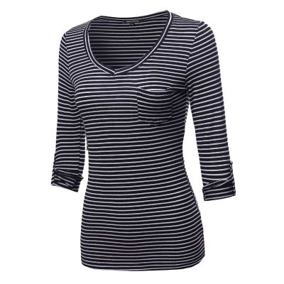 Womens Basic Striped T Shirt Soft Cotton Casual Wear XS to XL Manufacturers, Suppliers, Exporters in Yangon