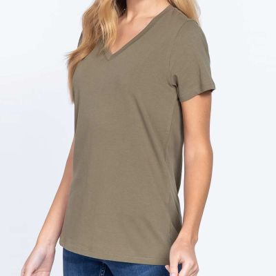 Womens Boxy V Neck T Shirt Relaxed Fit Soft Cotton Casual Wear XS to XL Manufacturers, Suppliers, Exporters in Yangon