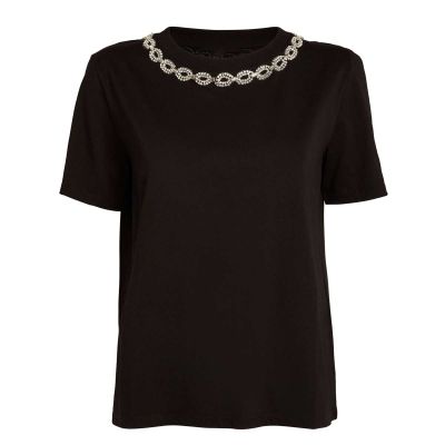 Womens Embellished Knitted T Shirt Scoop Neck Casual Style XS to XL Manufacturers, Suppliers, Exporters in Yangon