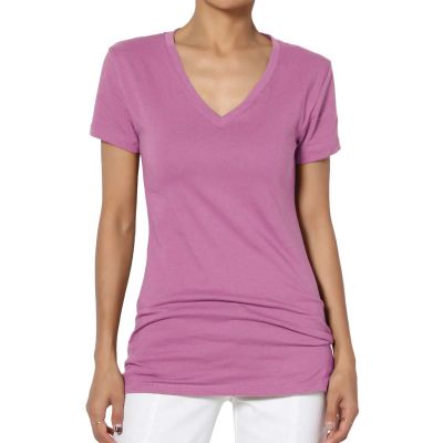 Womens Fitted V Neck T Shirt Slim Fit Stretch Cotton XS to XL Manufacturers, Suppliers, Exporters in Yangon