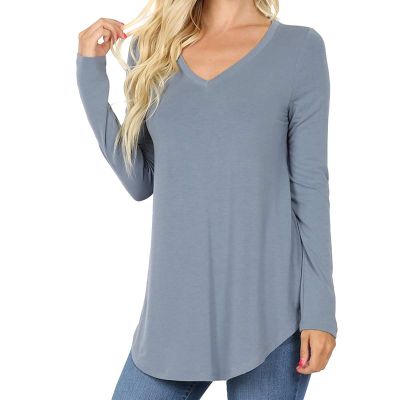 Womens Long Sleeve V Neck T Shirt Soft Cotton for Cooler Weather XS to XL Manufacturers, Suppliers, Exporters in Yangon